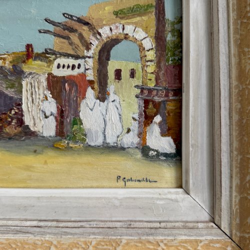 Huile orientale sur carton au couteau par P. Gobewille A5656