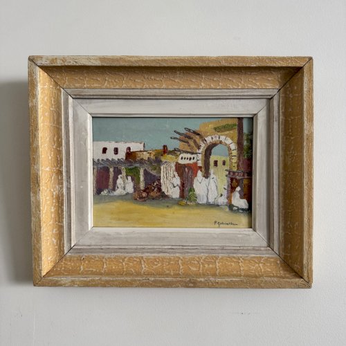 Huile orientale sur carton au couteau par P. Gobewille A5656