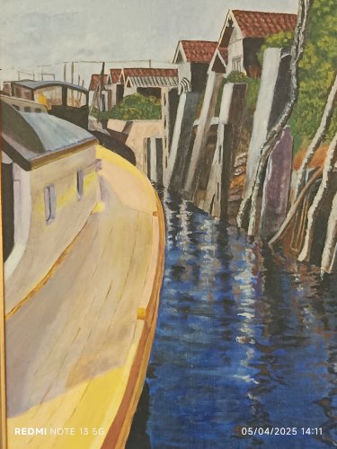 huile sur carton le abanes du Bassin d'Arcachon signée Favre 