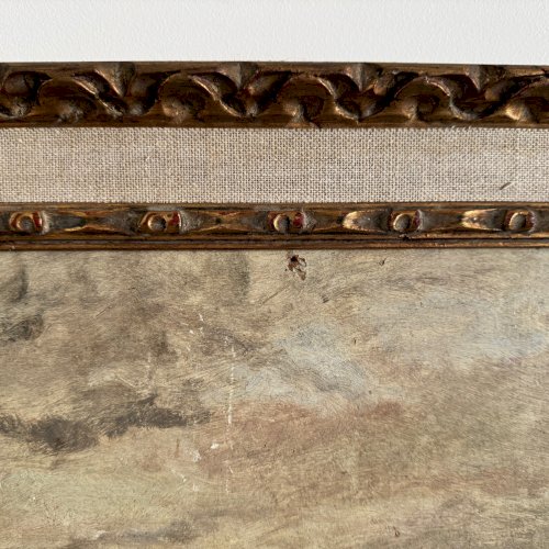 Huile sur carton Le Croisic jetée en bord de mer début XXe A5648