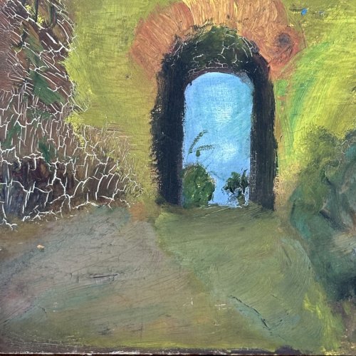Huile sur carton paysage XXe L1031