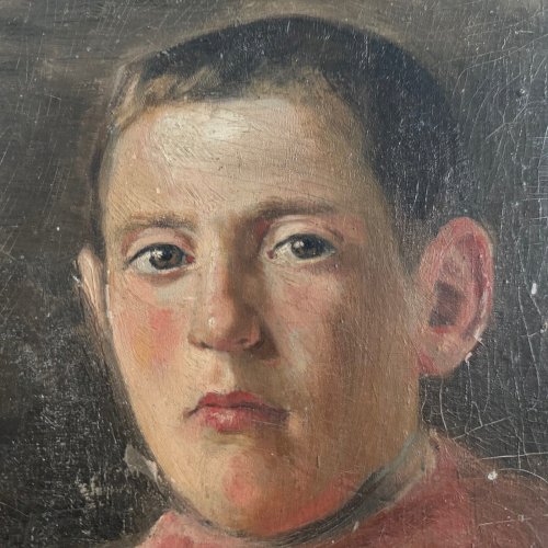 Huile sur carton représentant un enfant de chœur début XXe A5616
