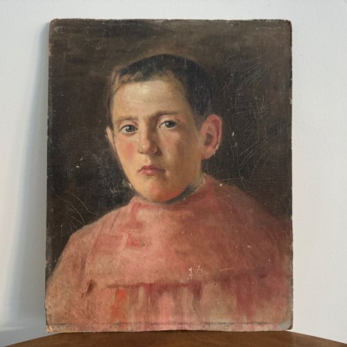 Huile sur carton représentant un enfant de chœur début XXe A5616