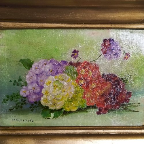 huile sur carton vers 1920 Marguerite Dorbritz Bouquet de fleur