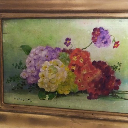 huile sur carton vers 1920 Marguerite Dorbritz Bouquet de fleur