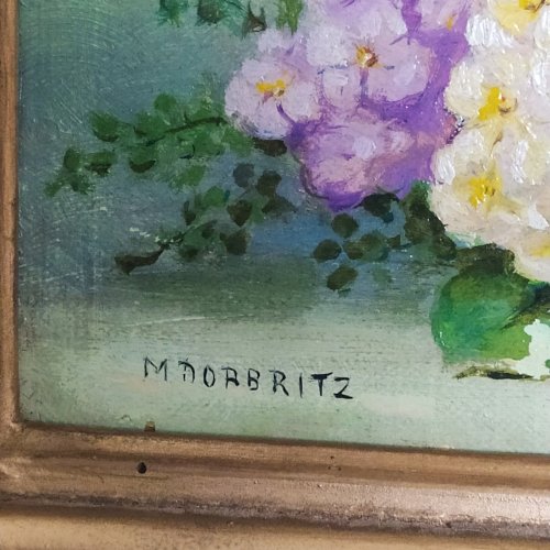 huile sur carton vers 1920 Marguerite Dorbritz Bouquet de fleur