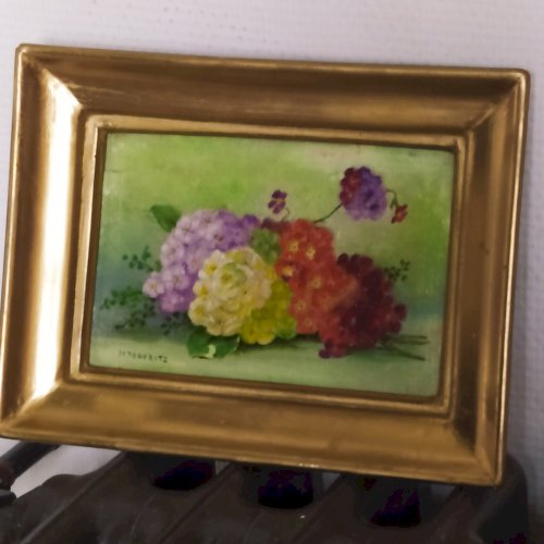 huile sur carton vers 1920 Marguerite Dorbritz Bouquet de fleur