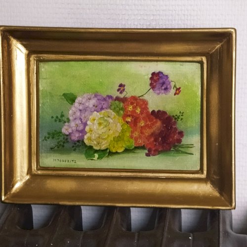 huile sur carton vers 1920 Marguerite Dorbritz Bouquet de fleur