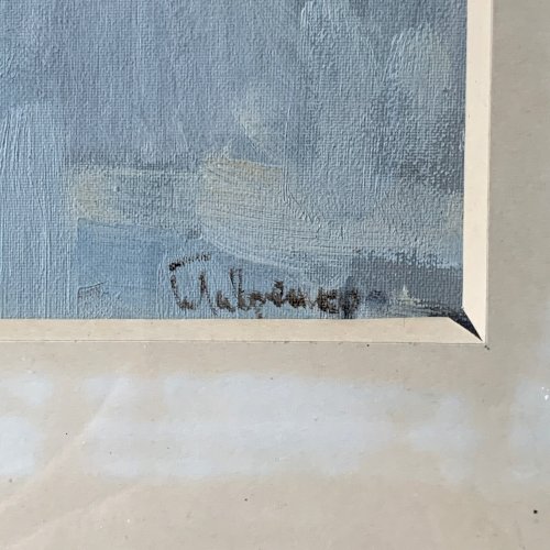 Huile sur Isorel 1960 représentant des patineuses à glace et des juges A5869