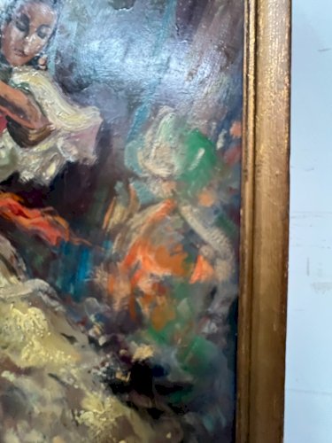 Huile sur isorel " La danseuse de Flamenco " XX siècle
