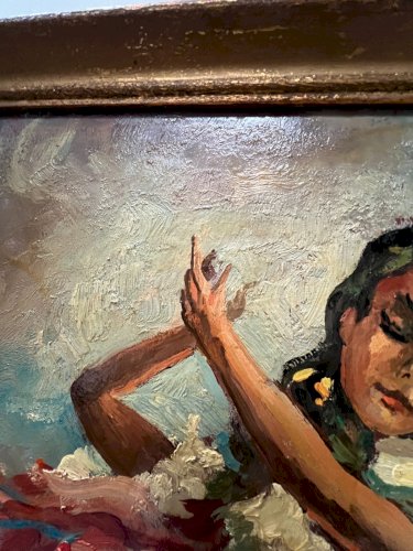 Huile sur isorel " La danseuse de Flamenco " XX siècle