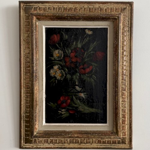 Huile sur panneau bouquet de fleurs nature morte par Y. Barry A5879