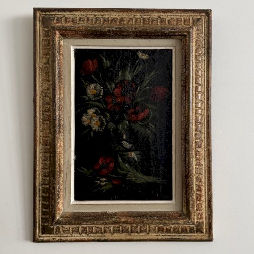 Huile sur panneau bouquet de fleurs nature morte par Y. Barry A5879