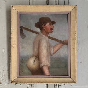 Oil on panel worker in the field XXth by M. Potiron A5721