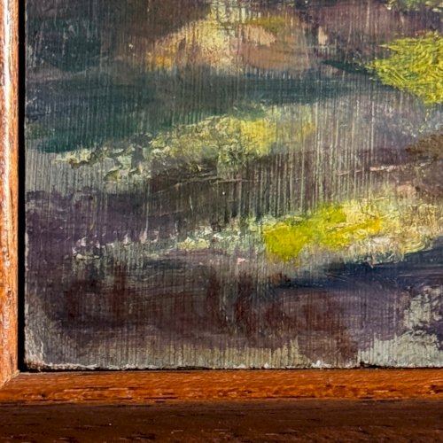 Huile sur panneau Jean-Laurent Challié Bretonne assise  église XXe A5878
