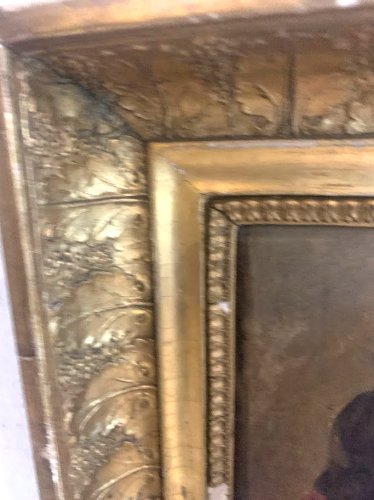 Huile sur panneau " La scène familiale "XIX siècle