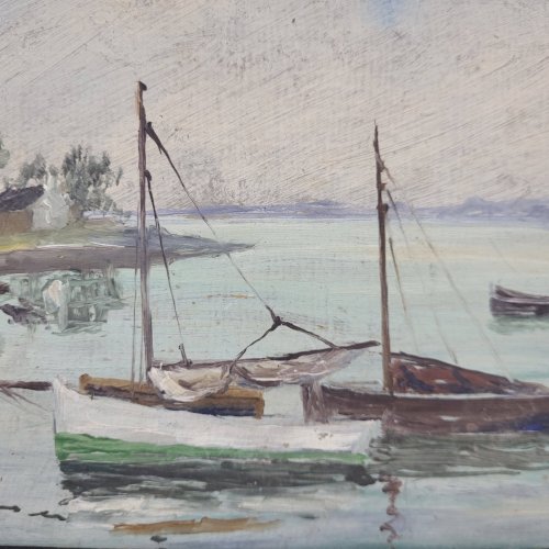 Huile sur panneau, Marine signée Farlès