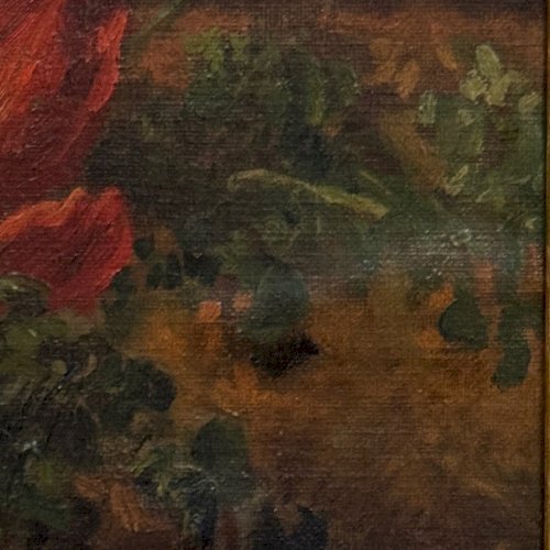 Huile sur panneau nature mortes aux tulipes début XXe A5853