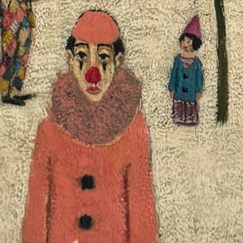 Huile sur panneau par Alain Thomas 1966 La Pause d'Hiver A5774