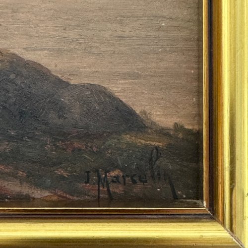Huile sur panneau par Jacques Marcelin XXe bord de mer le soir A5900
