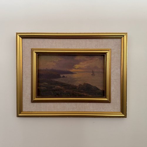 Huile sur panneau par Jacques Marcelin XXe bord de mer le soir A5900