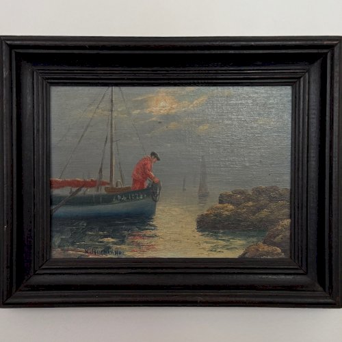 Huile sur panneau par M. Hernandez XXe paysage marin Bretagne A5889