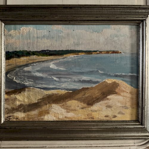 Huile sur panneau par M. Suilhor bord de plage XXe A5695