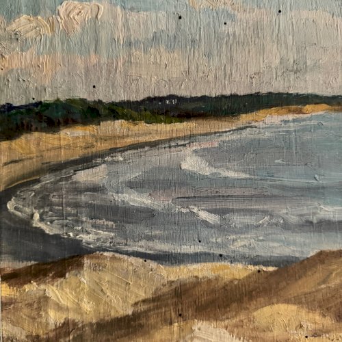 Huile sur panneau par M. Suilhor bord de plage XXe A5695