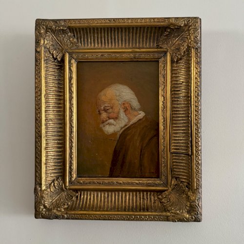 Huile sur panneau portrait d'homme barbu XIXe par Jean A5609