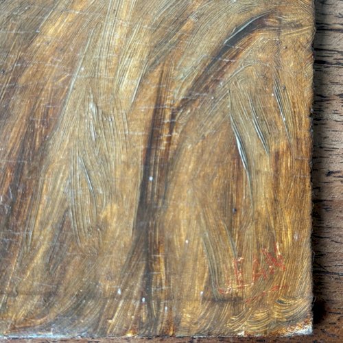 Huile sur panneau portrait d'homme barbu XIXe par Jean A5609