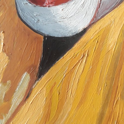 Huile sur Panneau R. JAINE 1959 Tableau signé Clown souriant peinture