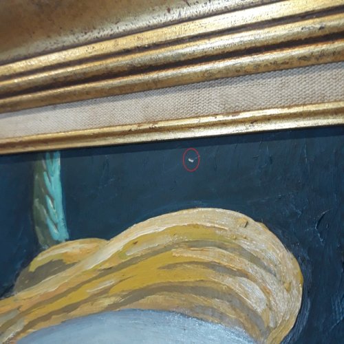 Huile sur Panneau R. JAINE 1959 Tableau signé Clown souriant peinture