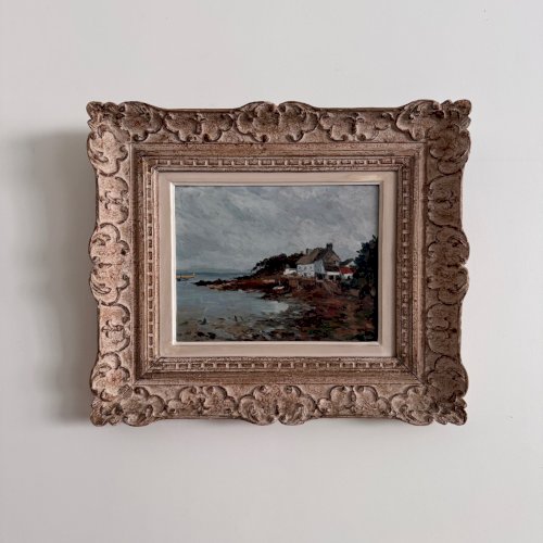 Huile sur panneau représentant un bord de mer en Bretagne XXe par Misdz A5766