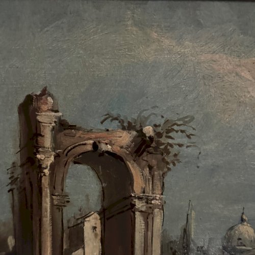 Huile sur panneau représentant un port début XXe L9228