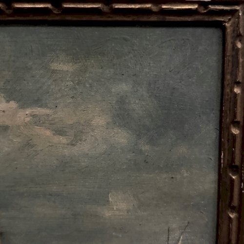 Huile sur panneau représentant un port début XXe L9228