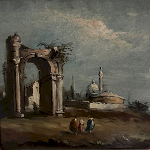 Huile sur panneau représentant un port début XXe L9228