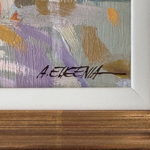 Huile sur panneau représentant un port XXe par A. Eugenia A5876