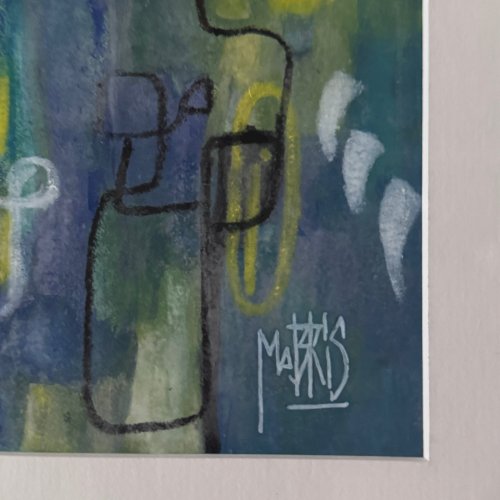 Huile sur papier par Mabris XXIe intitulée For Intérieur A5741