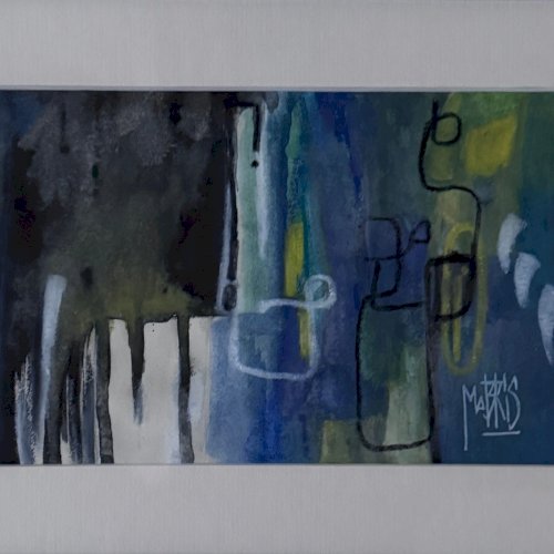 Huile sur papier par Mabris XXIe intitulée For Intérieur A5741