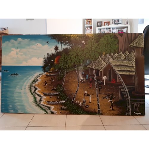 Huile sur Toile Africaine ( Cote dIvoire) signée SAGNO