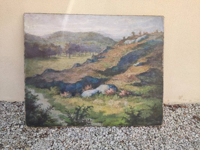 Huile sur toile ancien tableau signé Marcel Baron