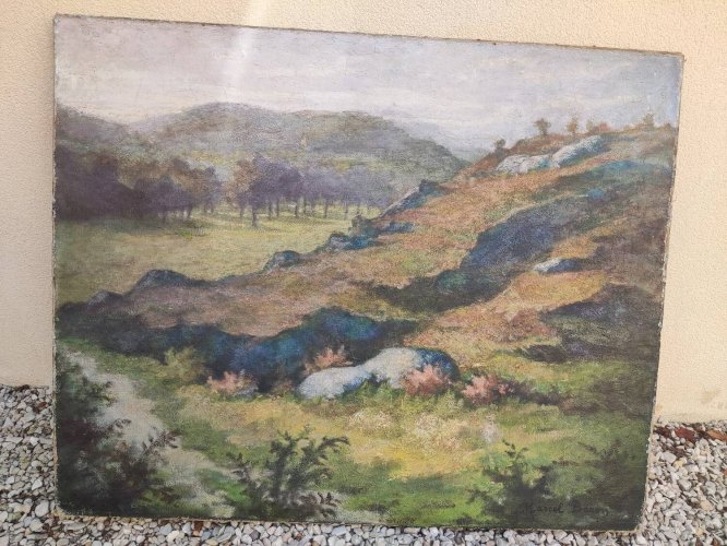 Huile sur toile ancien tableau signé Marcel Baron