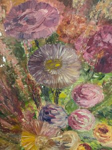 Oil on canvas, bouquet, 1950s