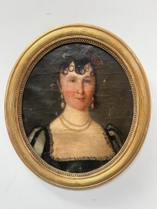 Huile sur toile " Buste de femme " XIX siècle