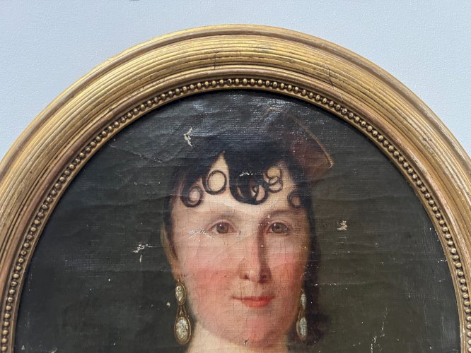 Huile sur toile " Buste de femme " XIX siècle