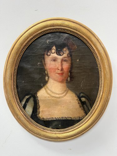 Huile sur toile " Buste de femme " XIX siècle