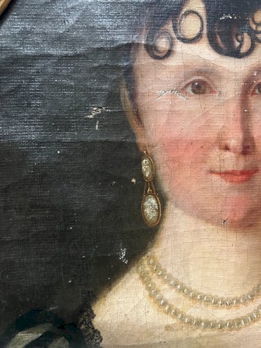Huile sur toile " Buste de femme " XIX siècle