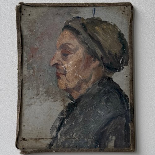 Huile sur toile contrecollée sur carton portrait de femme début XXe A5867