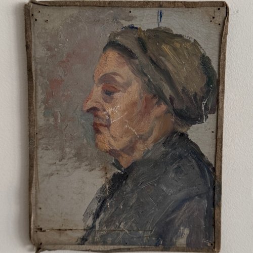Huile sur toile contrecollée sur carton portrait de femme début XXe A5867