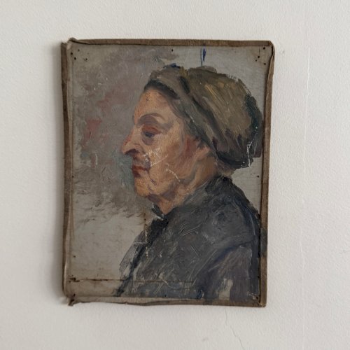 Huile sur toile contrecollée sur carton portrait de femme début XXe A5867
